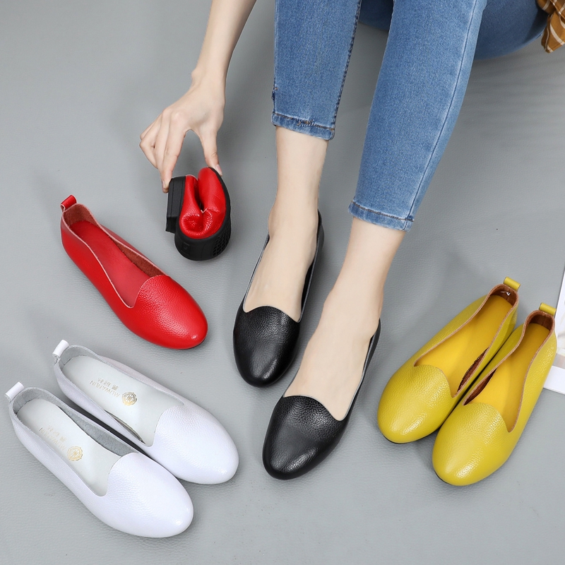 soft leather flat shoes