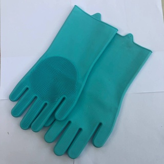 Silicone Dishwash Cleaning Gloves Pair Dish Washing Gloves Hand Protection Cleaning Material - Blue #9