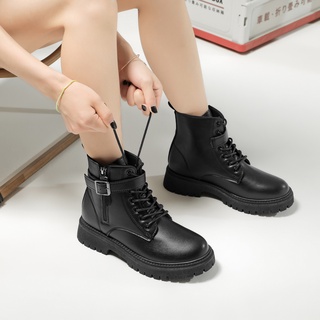 【V-fashion】2022 fashion]Korean Women Leather High Cut Lace Up Fashion Martin Boots 4277/4278