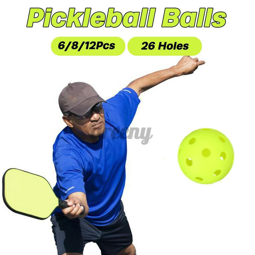 Details about   6/8/12 Pcs Outdoor Pickleball Training Ball Hollow 26 Holes Tournament 