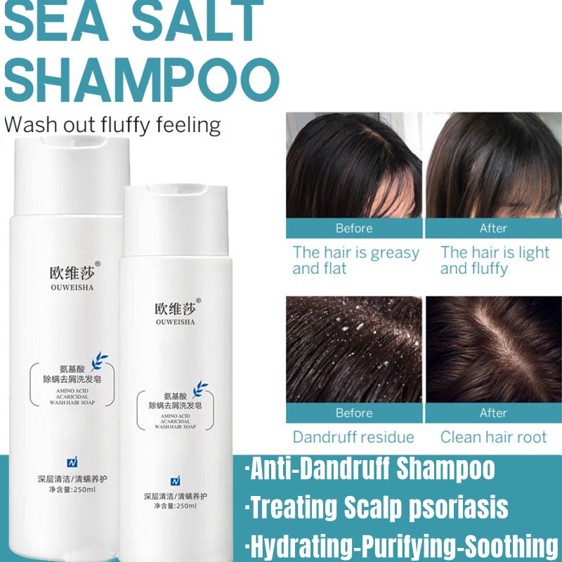 350ML Amino acid Sea Salt Shampoo Anti Dandruff Shampoo Scalp Itching ...