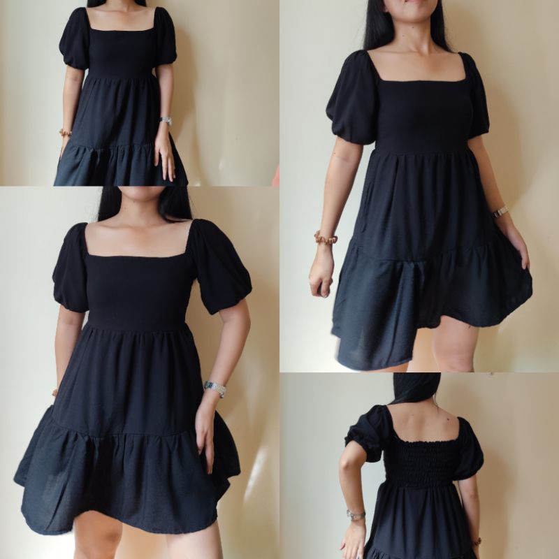 Baby Doll Puff Sleeves Linen Dress | Shopee Philippines