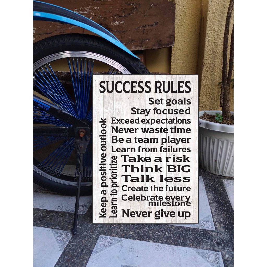 Success Rules Inspirational Motivational Home Decor Wall Decor Rustic Retro Inspired 11”X16”