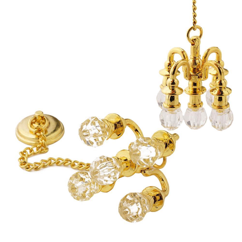 1:12 Doll House Scene Accessories Mini Lamp Chandelier Light Can Not C9L4