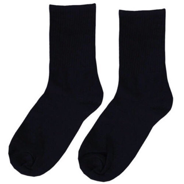 12Pairs Men's Plain Black/White Cotton Mid Socks(free size) | Shopee ...