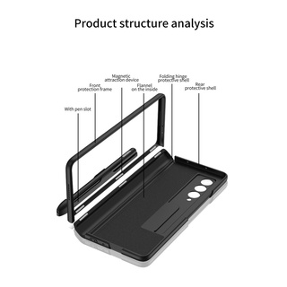 Original GKK Hinge Full Protection Magnetic Adsorption Case for Samsung Galaxy Z Fold 3 Hard Plastic Kickstand S Pen Slot Holder Case #5