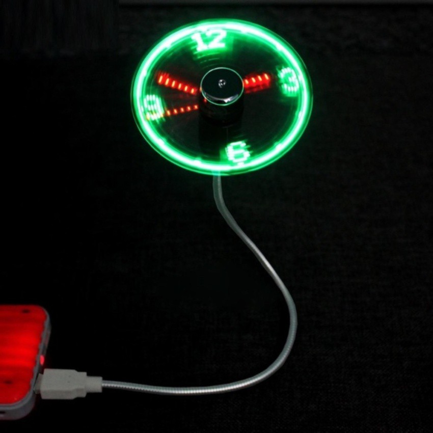Usb fan clock USB Mini Flexible Time LED Clock Fan with LED Light