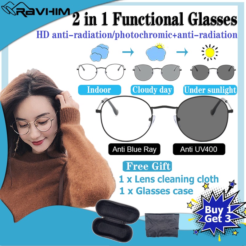 Ravhim Anti Radiation Eye Glasses for Women and Men Photochromic ...