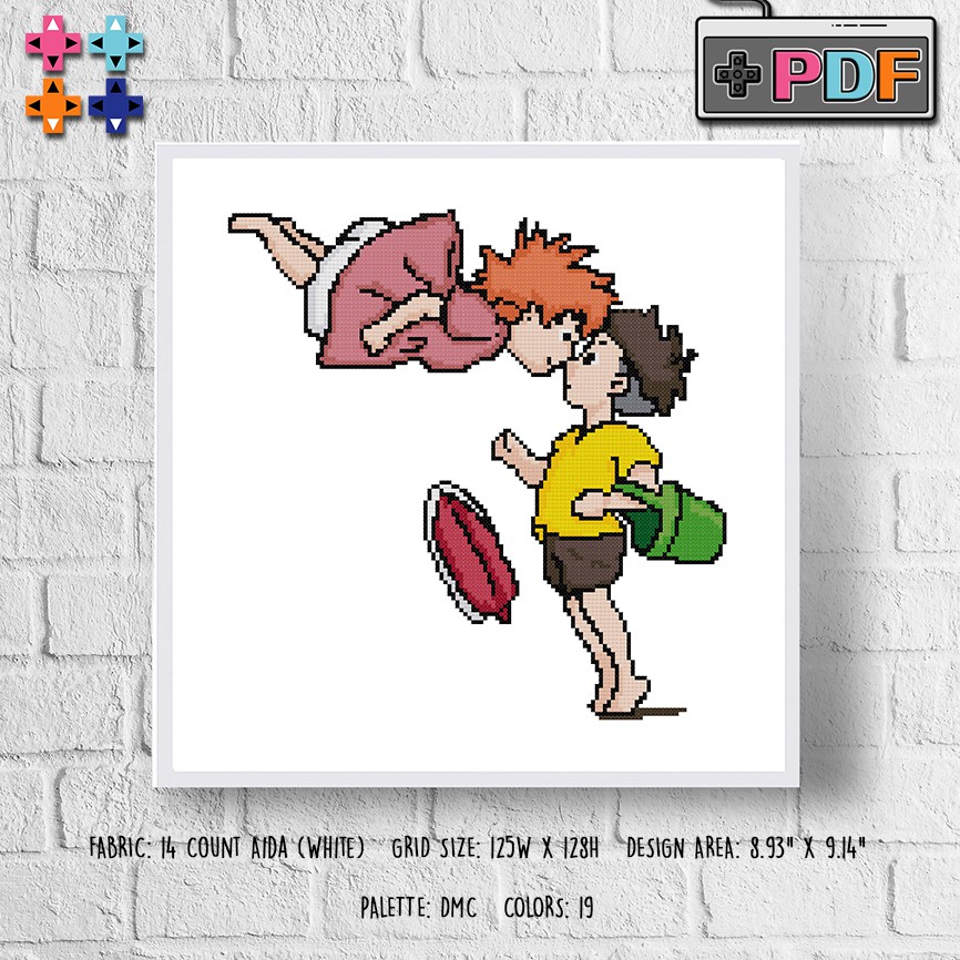 Handmade Studio Ghibli Ponyo And Sosuke Pdf Cross Stitch Pattern Shopee Philippines