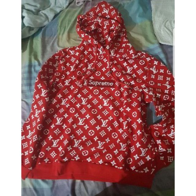 red supreme hoodie lv