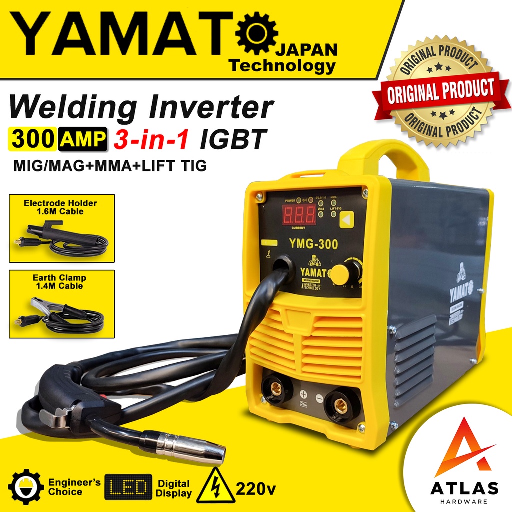 Yamato Japan 300a Gasless 3 In 1 Mig Tig Mma Igbt Portable Inverter Welding Machine Shopee 