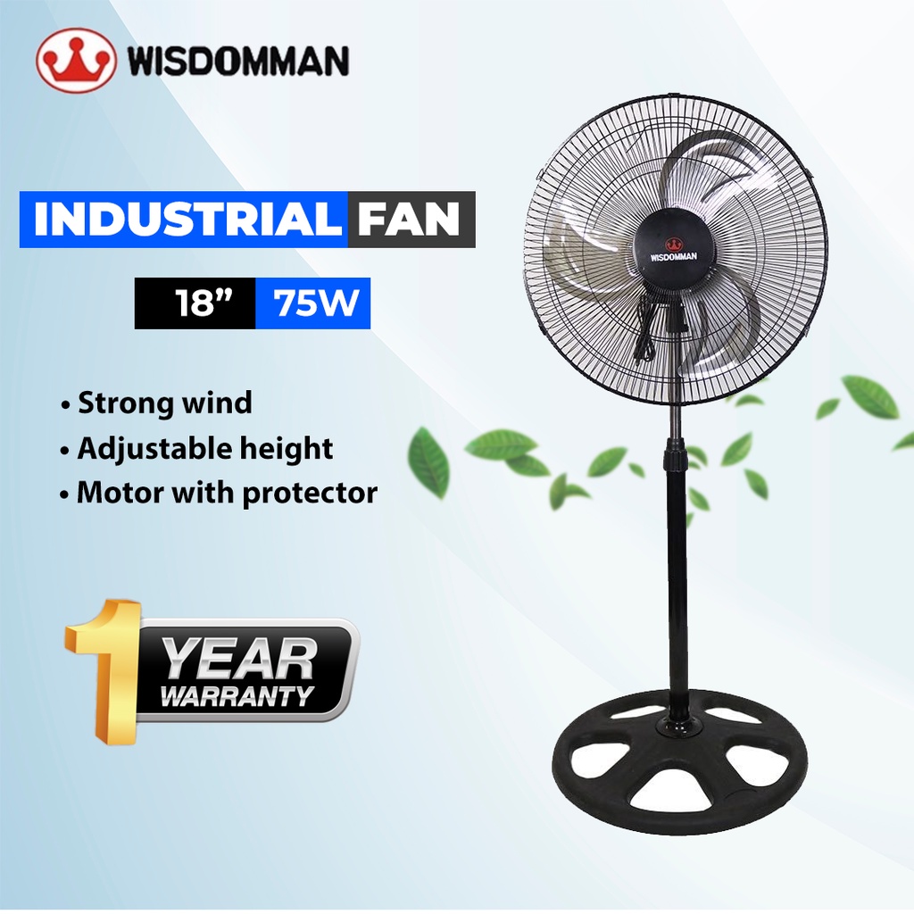 WISDOMMAN WSF1803 18" 75W Industrial fan Metal Fan Electric Fan Stand fan Strong Wind Three On