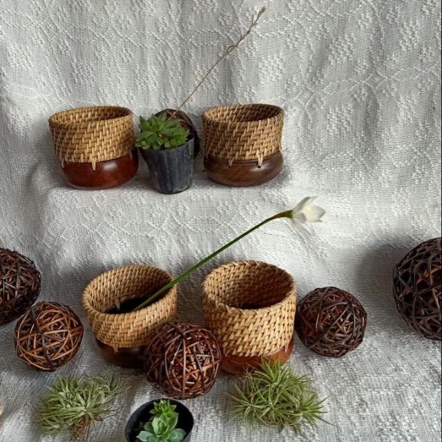 xhrisel 1 pc vase;Wooden and rattan Combi /vases Shopee Philippines