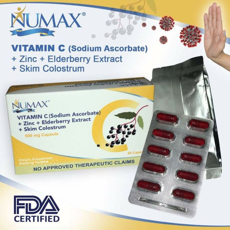 Numax Vitamin C Sodium Ascorbate plus Zinc,Elderberry and skim
