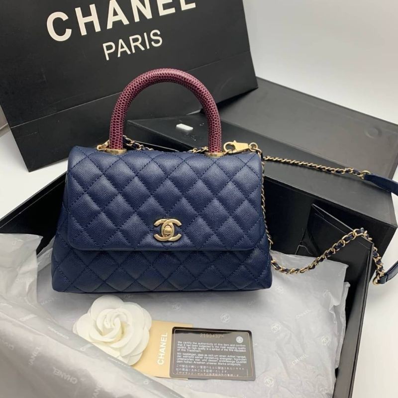 Authentic Chanel Coco Handle Bag Navy | Shopee Philippines