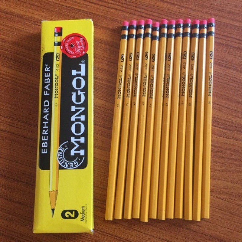 12pcs 1,2,Original Mongol Pencil W/eraser lapis Shopee Philippines