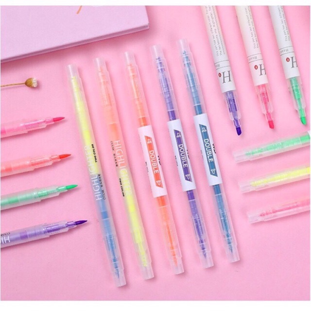 6pcs #WD-1212 Korean creative Double-headed one-color Highlighter ...