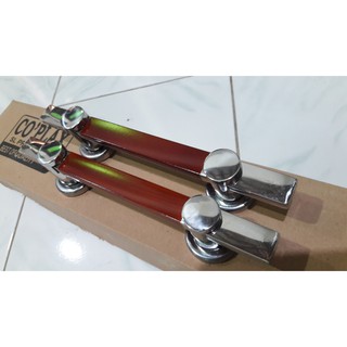 2 Pcs Natural Minimalist Design Wood Pattern with Chrome Silver Accent 25cm Stainless Steel Anti Rust Door Handle for Home Decor #5