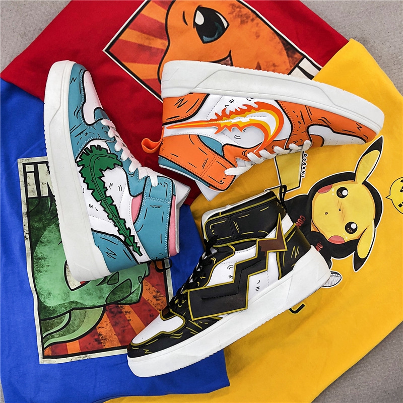 Men Sports Shoe Anime Pokemon Pikachu Squirtle Blastoise Skateboard Shoes  Ruinning High-Top Sneakers | Shopee Philippines