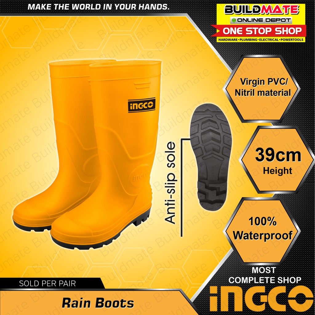 INGCO Rain Boots Virgin PVC/ Nitril 39cm •BUILDMATE• IHT Shopee Philippines