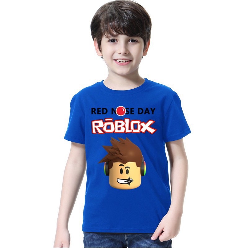 Roblox Red Nose Day Short Sleeve T Shirt For Boys Summer Shopee Philippines - 2018 new roblox red nose day stardust boys t shirt kids summer