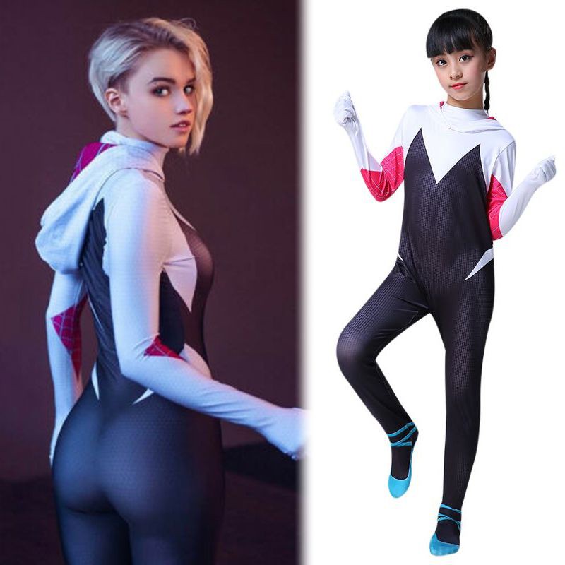 Spider-Man:Into The Spider-Verse Gwen Stacy Kids Girls Costume Jumpsuit  Cosplay Outfit Shopee Philippines | Kids Girls Spiderman Into The Spider  Verse Gwen Stacy Jumpsuits Cosplay Costume_mi 