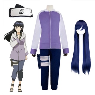 Anime Ninja Headband Hyuga Hinata Shippuden Generation Jacket Pants Wig Cosplay Halloween Costumes For Women