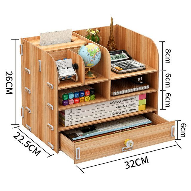 DIY Wood Desk Set Office Book Desktop Paper Folder Storage