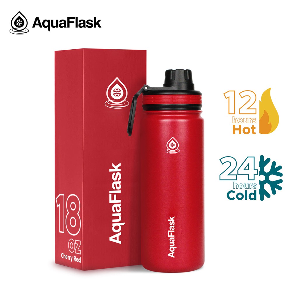 AQUAFLASK (18oz) Wide mouth w/ spout lid Vacuum Insulated Stainless ...