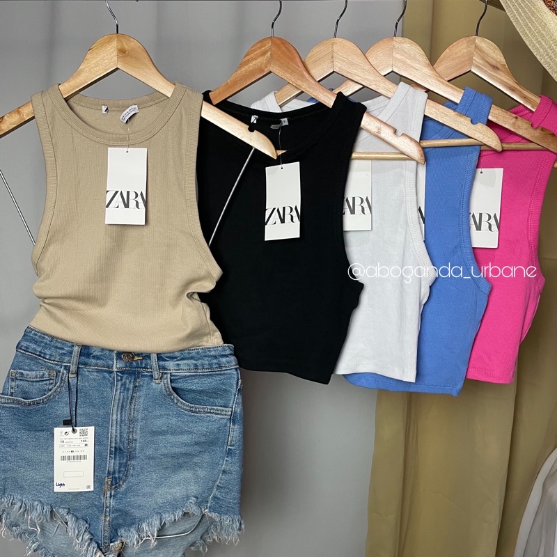 Zara Racerback Ribbed Top (Authentic Overruns) Shopee Philippines