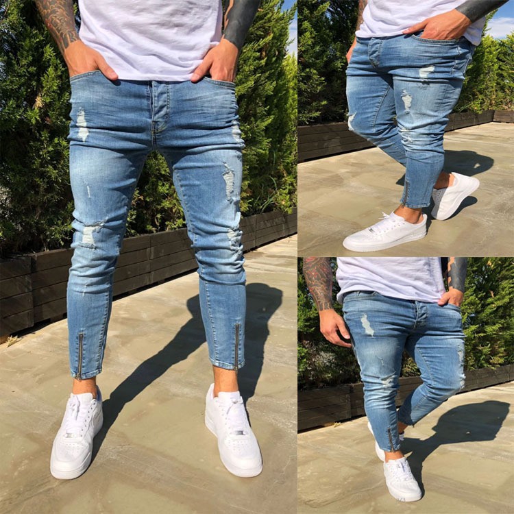 ankle zipper skinny jeans mens