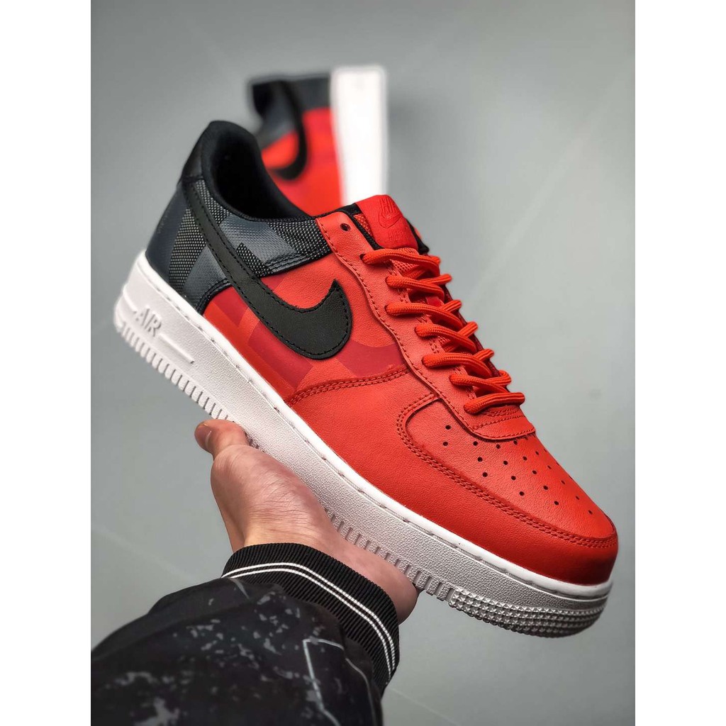 red and black mid top air force ones