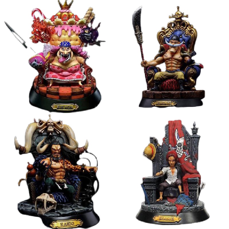 One Piece Anime Hand Made Four Emperors Sitting White Beard Big Mom Kaido Red Hair Shanks Throne 