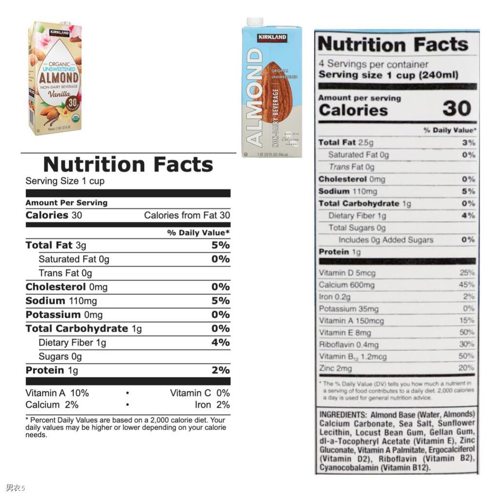 Kirkland Organic Unsweetened Almond Milk Nutrition Facts Besto Blog