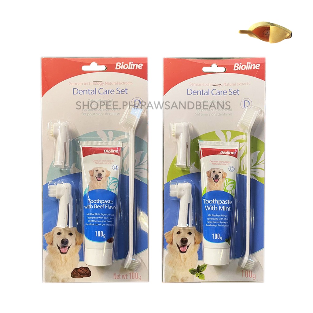 Bioline Dental Set for Dogs Toothbrush for Dogs Dental Oral Care for ...