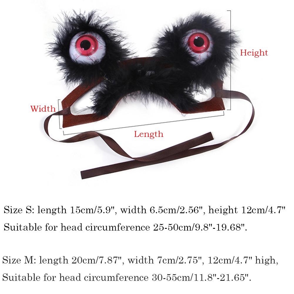 LIULIU Halloween Cat Headband Big Eyed Dog Hat Adjustable Pet LED Flashing Headwear Eyeball Scary Dog Costume Dogs Head Accessories for Cats Small Medium Large Dogs #4