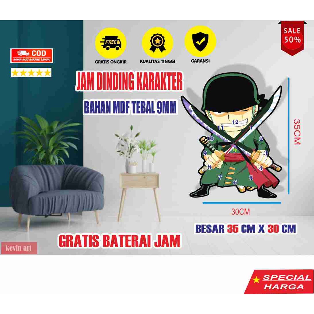 One Piece Zoro Character Wall Clock Shopee Philippines