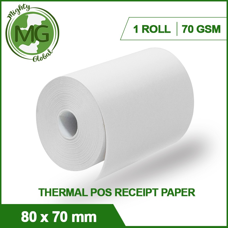 Thermal POS Receipt Paper 1 Roll (80x70mm,) by MIGHTY GLOBAL | Shopee ...