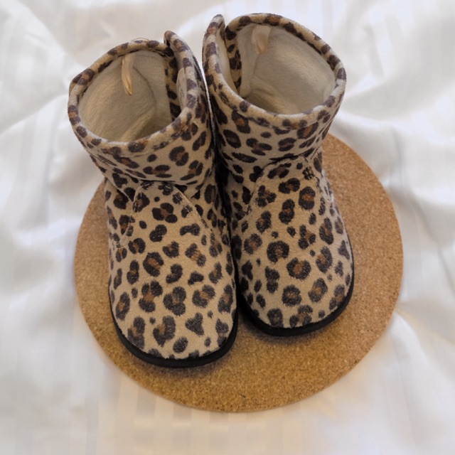 leopard print baby booties