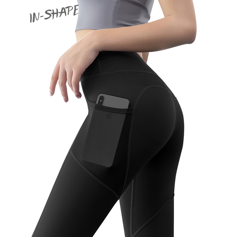 Women Compression Sport Shorts Leggings With Pocket Running Exercise Tight Pants 