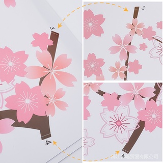 1 Set of Pink Plum Petal Branch Wall Stickers / Living Room Bedroom Background Decorative Wall Stickers #3