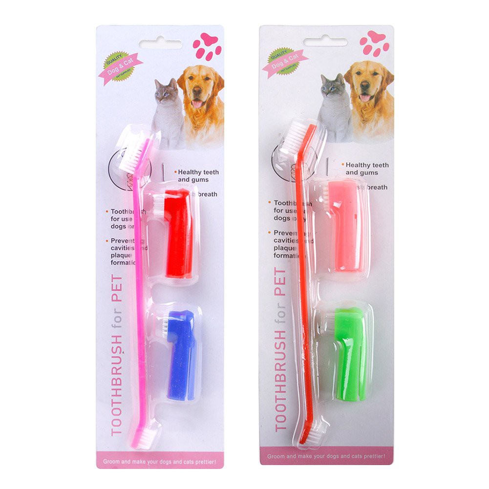 Pet Toothbrush Set of 3 Double headed Finger Toothbrushes Teeth