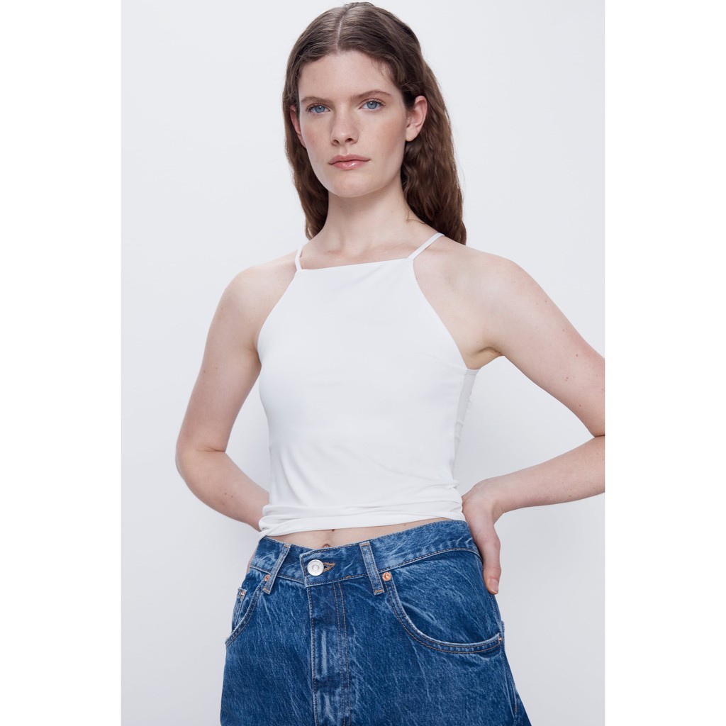 zara white halter top