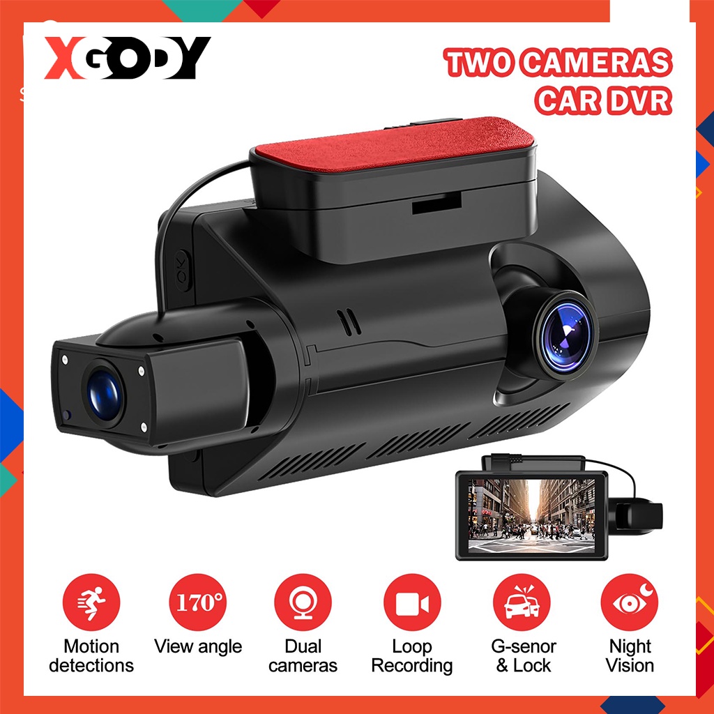 3 inch Car Recorder Dash Cam Full HD 1080p Dual Lens Car Camera Dashcam