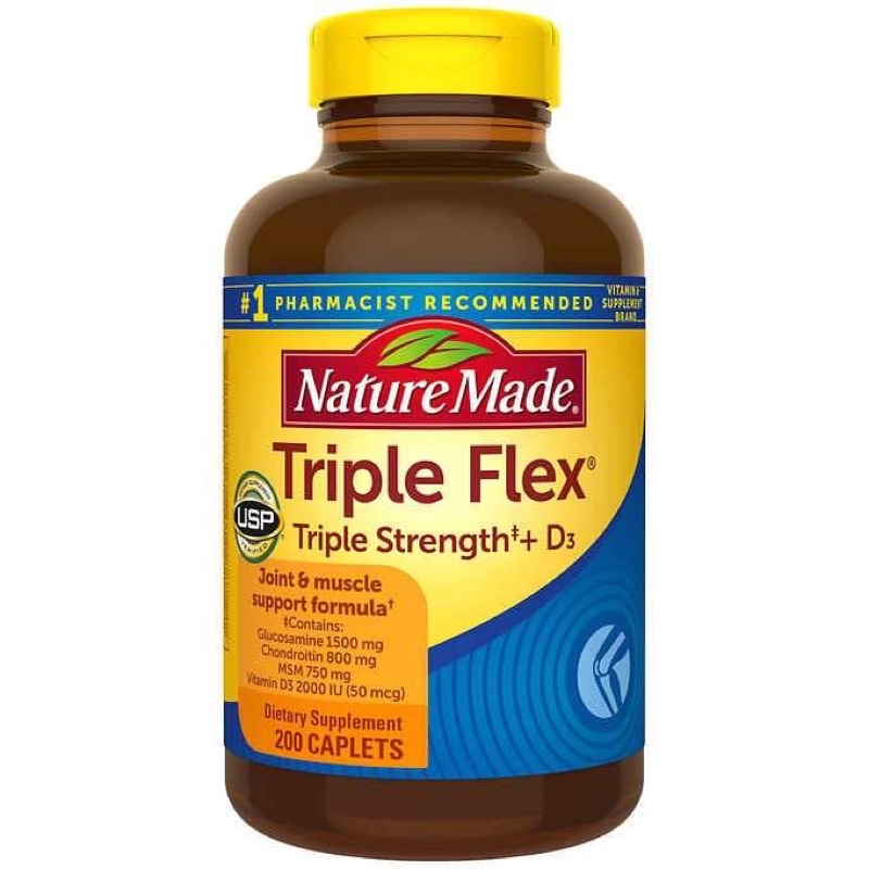 Nature Made Triple Flex 200 Caplets Glucosamine Chondroitin MSM + D3