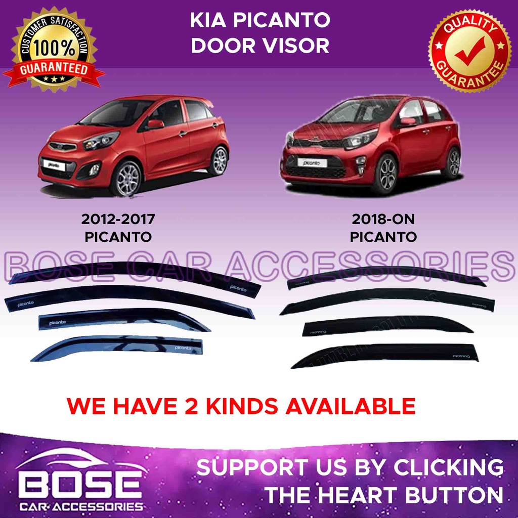 High Quality Injection Type Kia Picanto 2012 - 2021 Door Visor / Rain ...