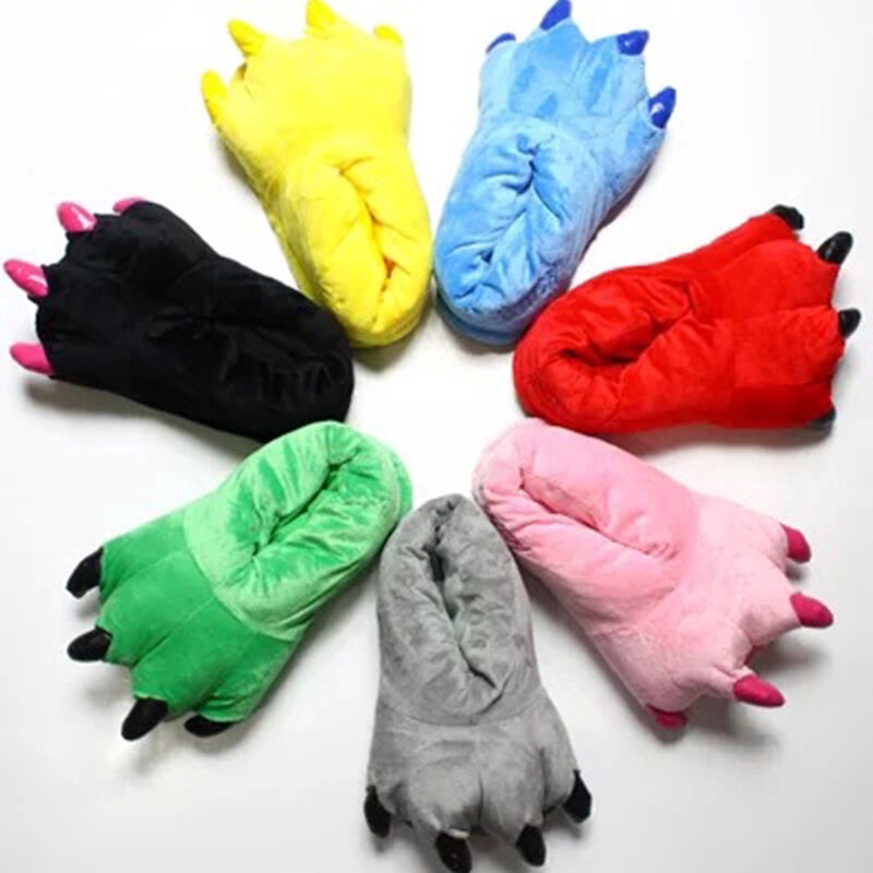 Unisex Animal Monster Feet Slippers Claw Dinosaur Paw Plush Shoes | Shopee Philippines