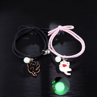 2Pcs Luminous Magnetic Couple Bracelet Friendship Trio Bracelet Creative Adjustable Charm Bracelet Jewelry Lover Gift/couple Magnetic Attract Braided Bracelet #4