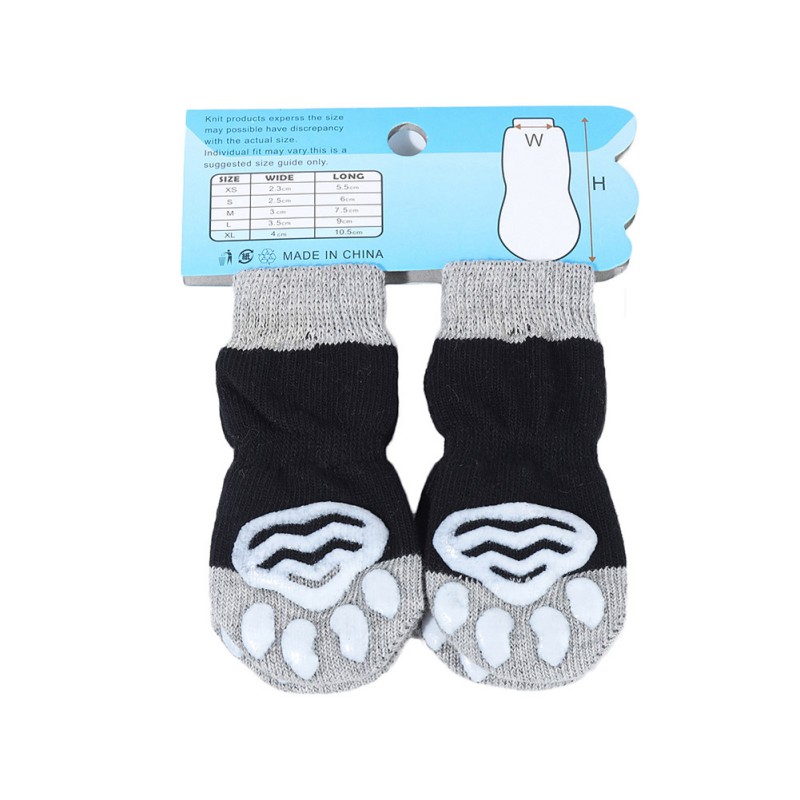 4pcs Puppy Cat Knited Socks Lovely Anti-slip Dog Socks Cute Cartoon Print Cats