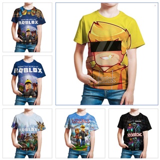 *3-13 Years Old *110-160* Roblox Boys T-shirt Kids Game 3D T-shirt Clothes Cartoon Unisex Boys Girls Short Sleeve Round Neck Summer Shirt #1